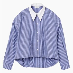 Sandro Blue Women's cropped oversized shirt NWT 0